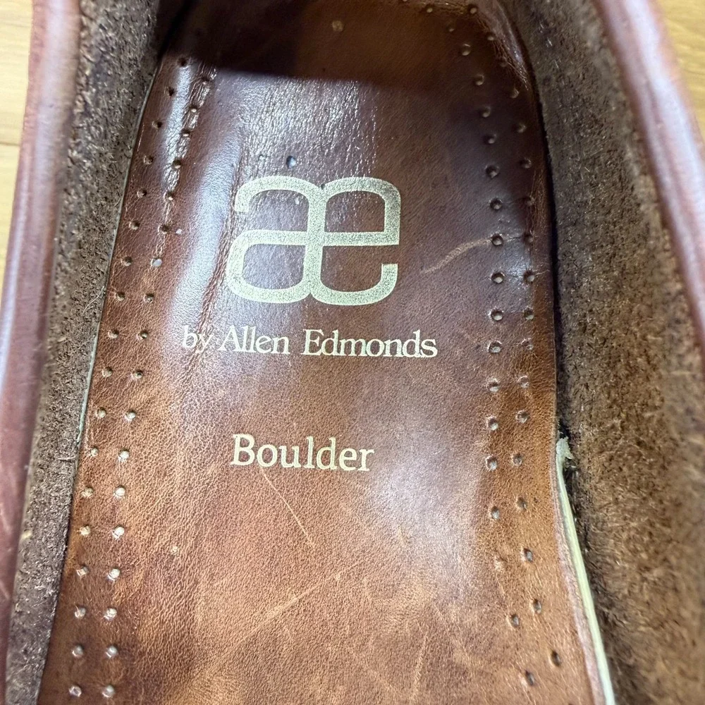 Allen Edmonds Boulder Loafers Mens 10 D Brown Leather Moc Toe Travel 40018
